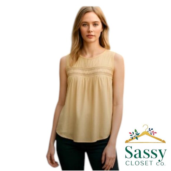 ANN TAYLOR Layering Essential – Gold Sleeveless Blouse, Size XS - Picture 1 of 6